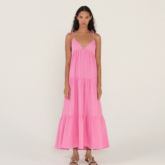 Zara Tiered Chiffon Midi Dress - Picture 10 of 16